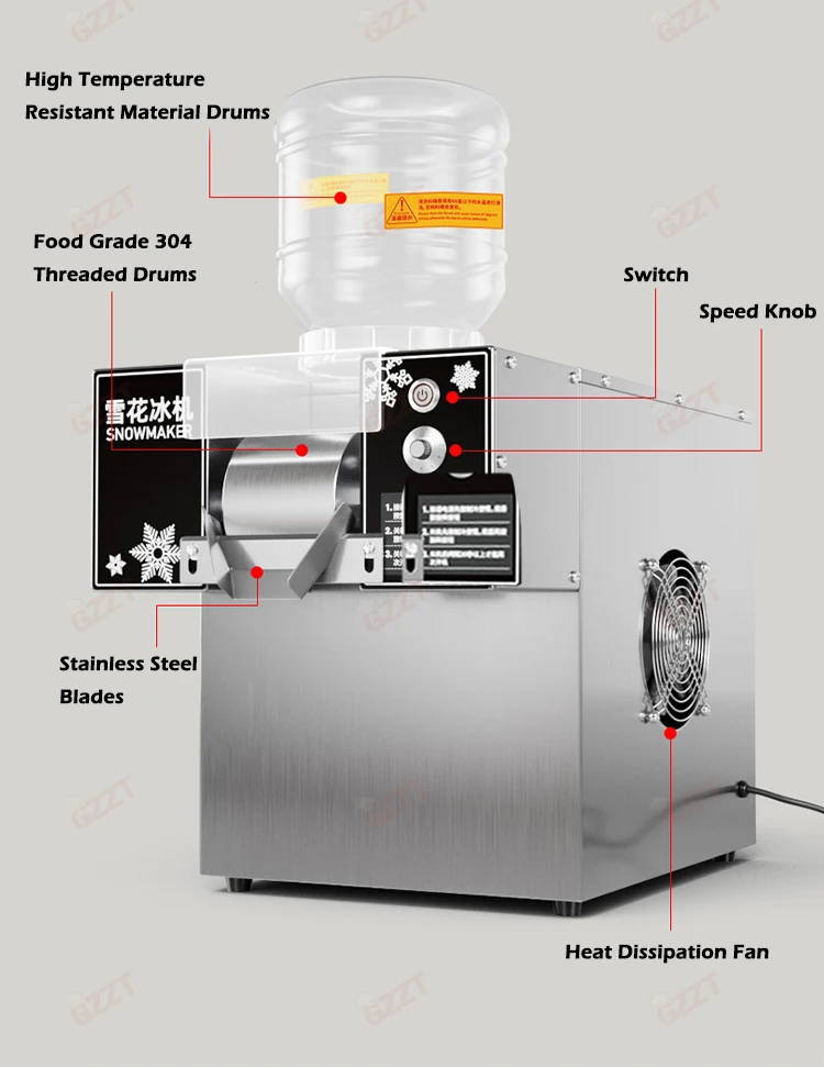 GZZT-Máquina de Gelo Floco de Neve refrigerada a ar, 120kg, 24h, 110V, 220V, Bingsu Smoothie Crusher, Pequeno, Contínuo, Coreano