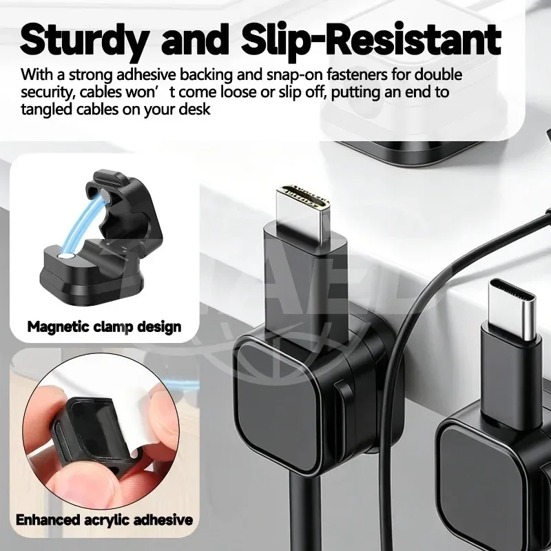 Magnetic Cable Clip Cable Holder,Adhesive Wire Keeper Cord Cable Organizer ,Usb Charging Line Winder for Office Desktop Home