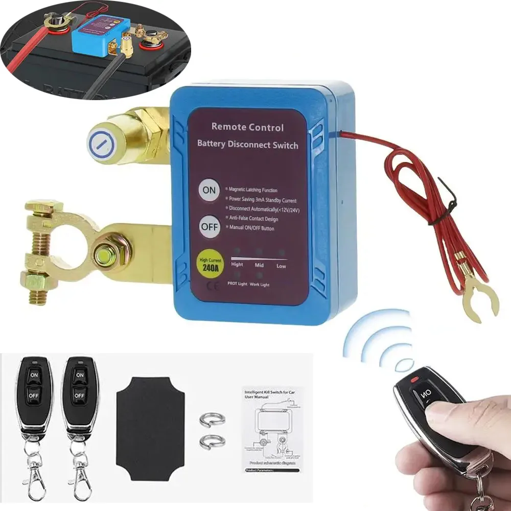 Remote Battery Kill Switch Remote Control to Prevent Battery Drain 12V 240A Upgraded Smart Voltage Kill Switch for Car Truck RV
