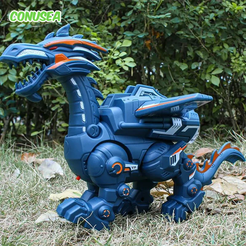 Electric Dinosaur Simulation Dino Atomize Fire Walking Shaking Head Water Spray Cool Light Children Educational Puzzle Toys