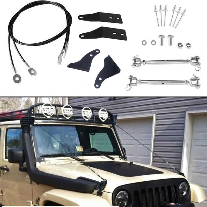 Image of Haubenhindernis beseitigen Seilschutz-Zubehör für Jeep Wrangler JK 2007–2016 2017 2018. Ableichen Sie Bürste mit niedrigen hängenden Zweigen