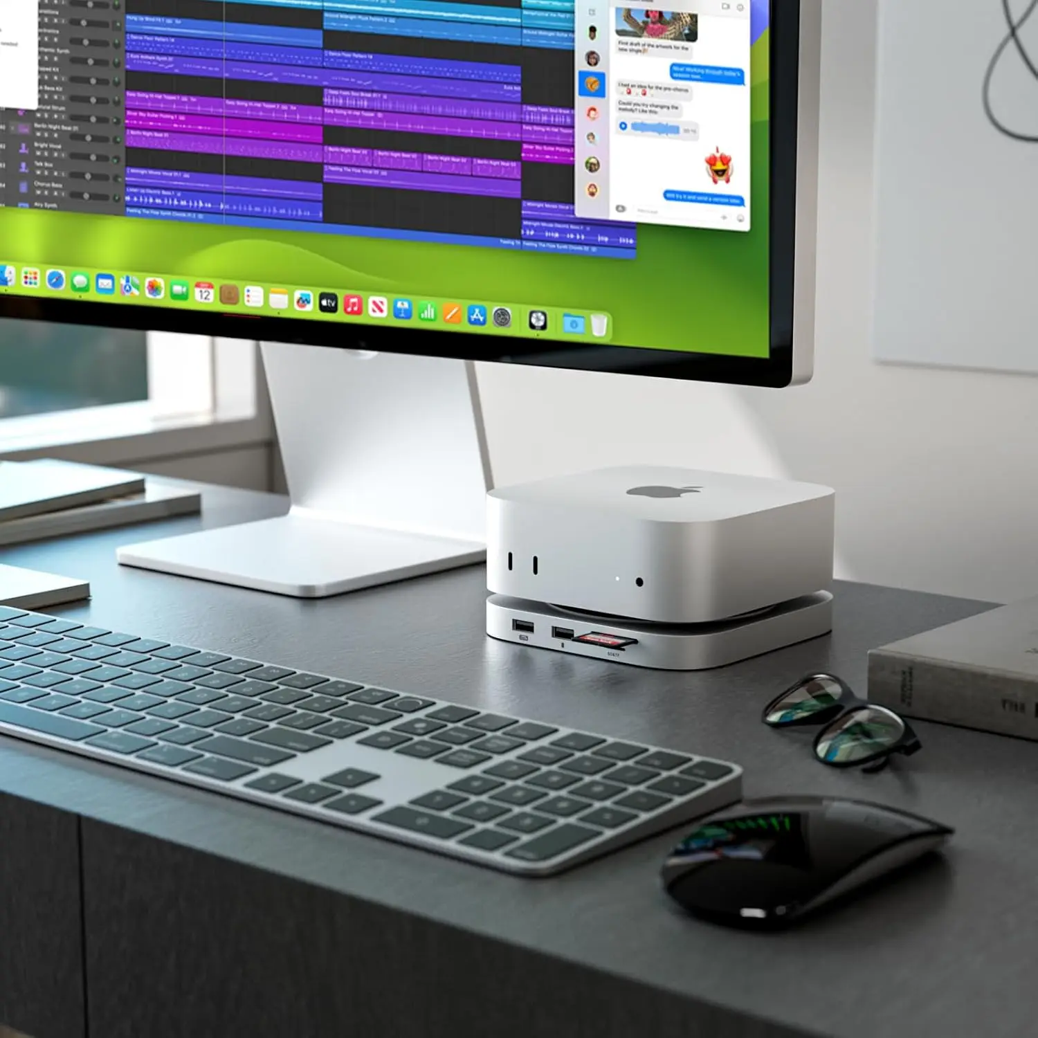 Dock Minisopuru Mac mini M4 dengan HDMI 4K@60, Enclosure SSD M.2 NVMe 8TB, Hub Stand Mac mini untuk Mac mini M4 dan M4 Pro 2024