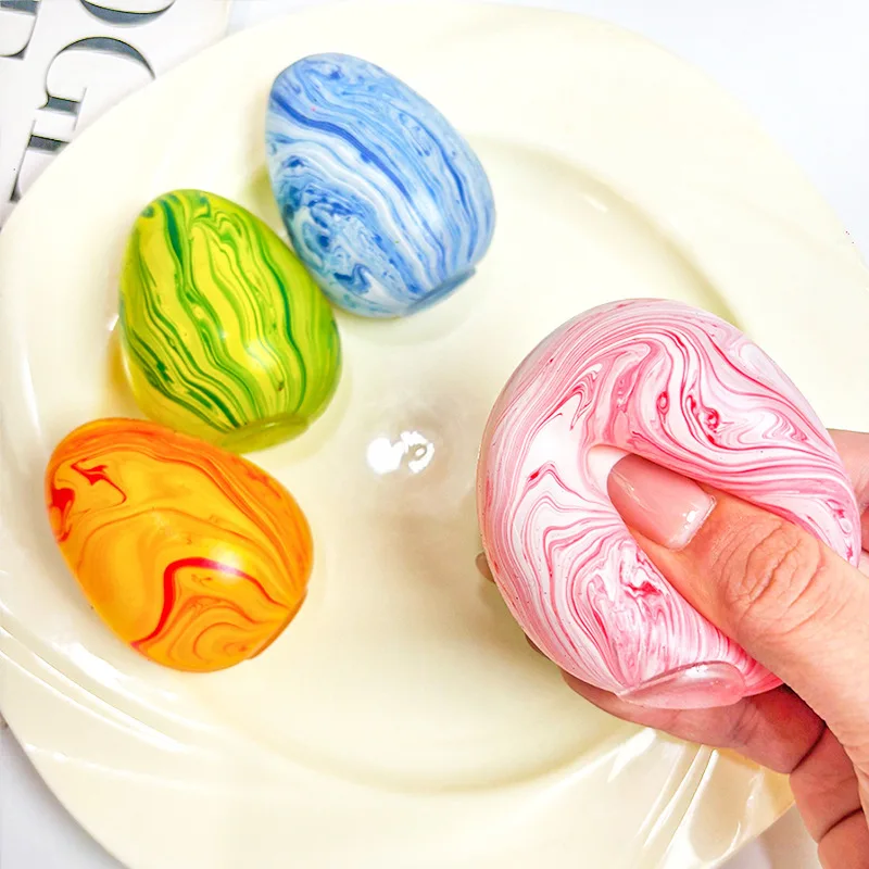 Egg Sugar Stress Figurines Balls, Colorful Swirl Egg Squishy | Marble Slow Rebound Egg Sensory Sugar Figurine for Stress Relief, Swirl Stress Balls for Christmas Gifts, Surprise Presents