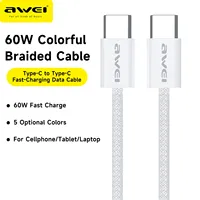 Awei 60W PD USB Type C To Type C Data Cable Is Suitable for Iphone 15 Xiaomi Poco Fast Charge USB C Data Cable Type