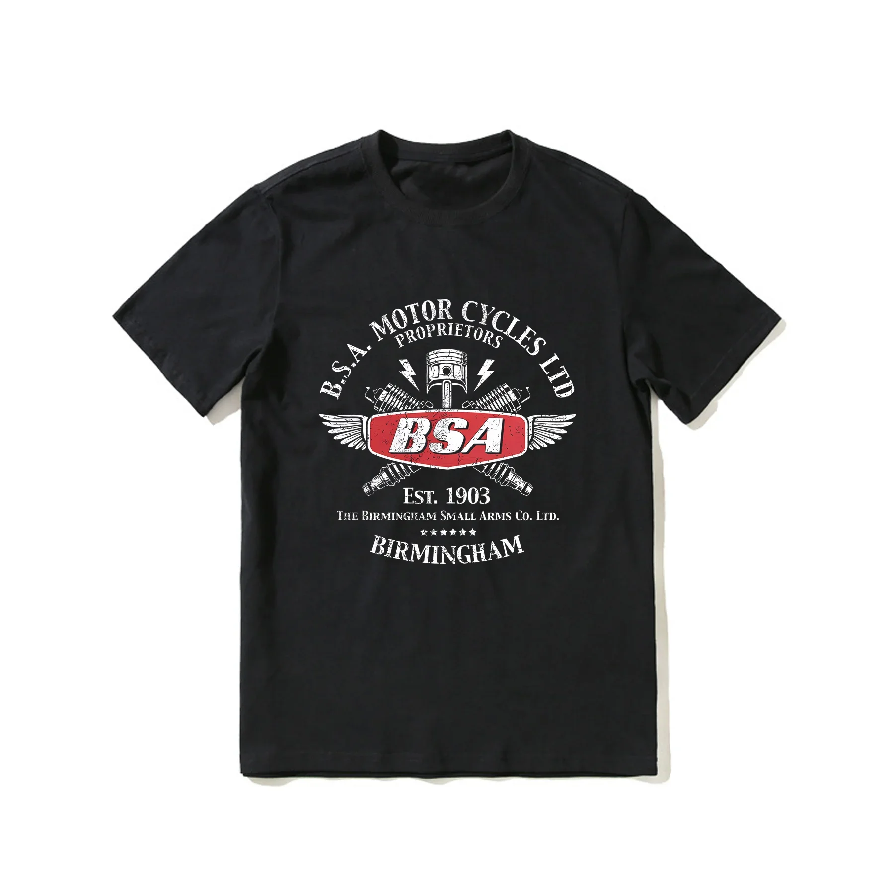 

2025 Hot Sale Summer 100% Cotton BSA Vintage Motorcycle Birmingham Motorbike Official T Shirt Men Tee Hip Hop Streetwear T-shirt
