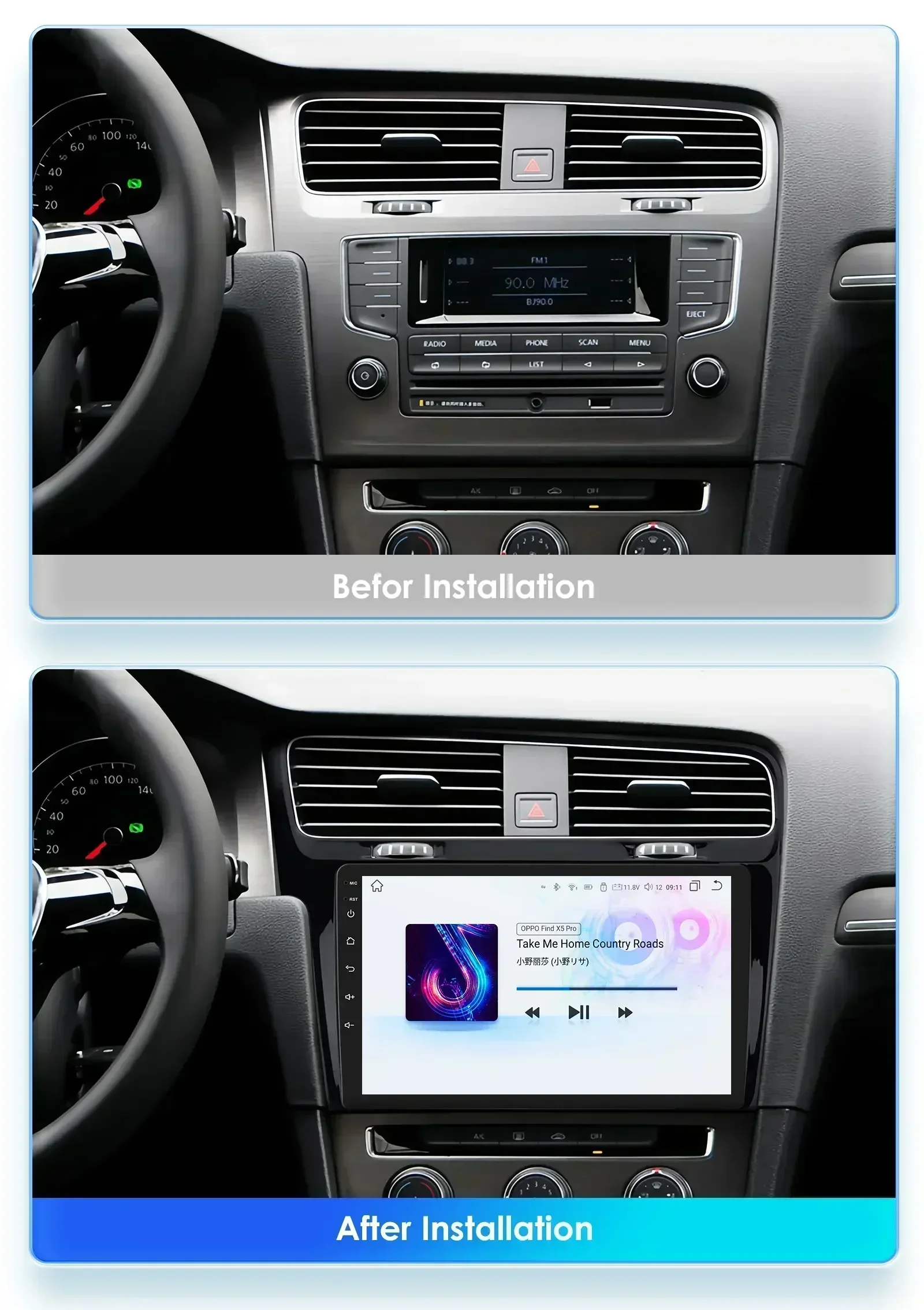 Hizpo AI Voice Wireless CarPlay Android Auto Radio for Volkswagen VW Golf 7 2013-2017 Car Multimedia Player GPS 2din Autoradio