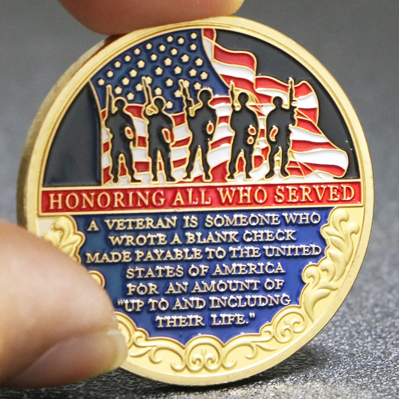 Thank You for Your Service the US Veteran Military Challenge Coin Gold Collectible Gift Honor Commemorative Souvenir Coin