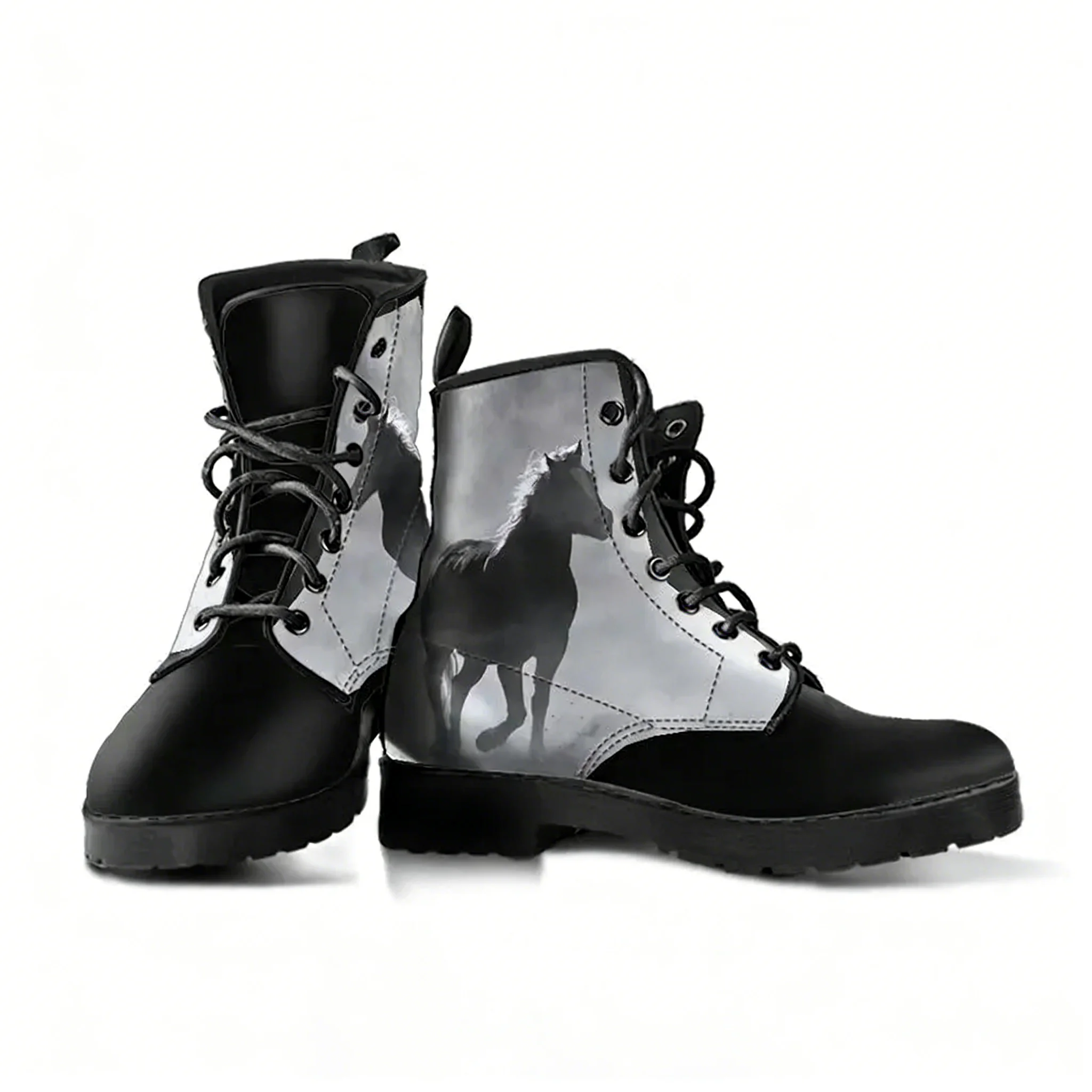 

Кожаные сапоги с конным мотивом / Сапоги ручной работы с индивидуальным принтом / Зимние сапоги для мужчин и женщин с конным дизайном / Подарок для любителей лошадей