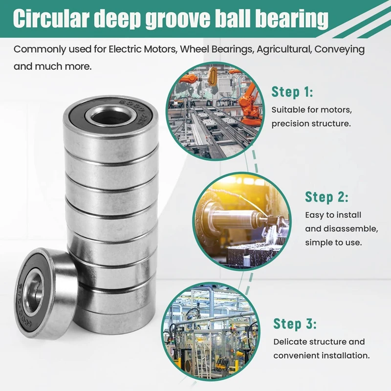 

Подшипник 10 шт. 6000RS экранированный радиальный с глубокой канавкой 10 мм x 26 мм x 8 мм