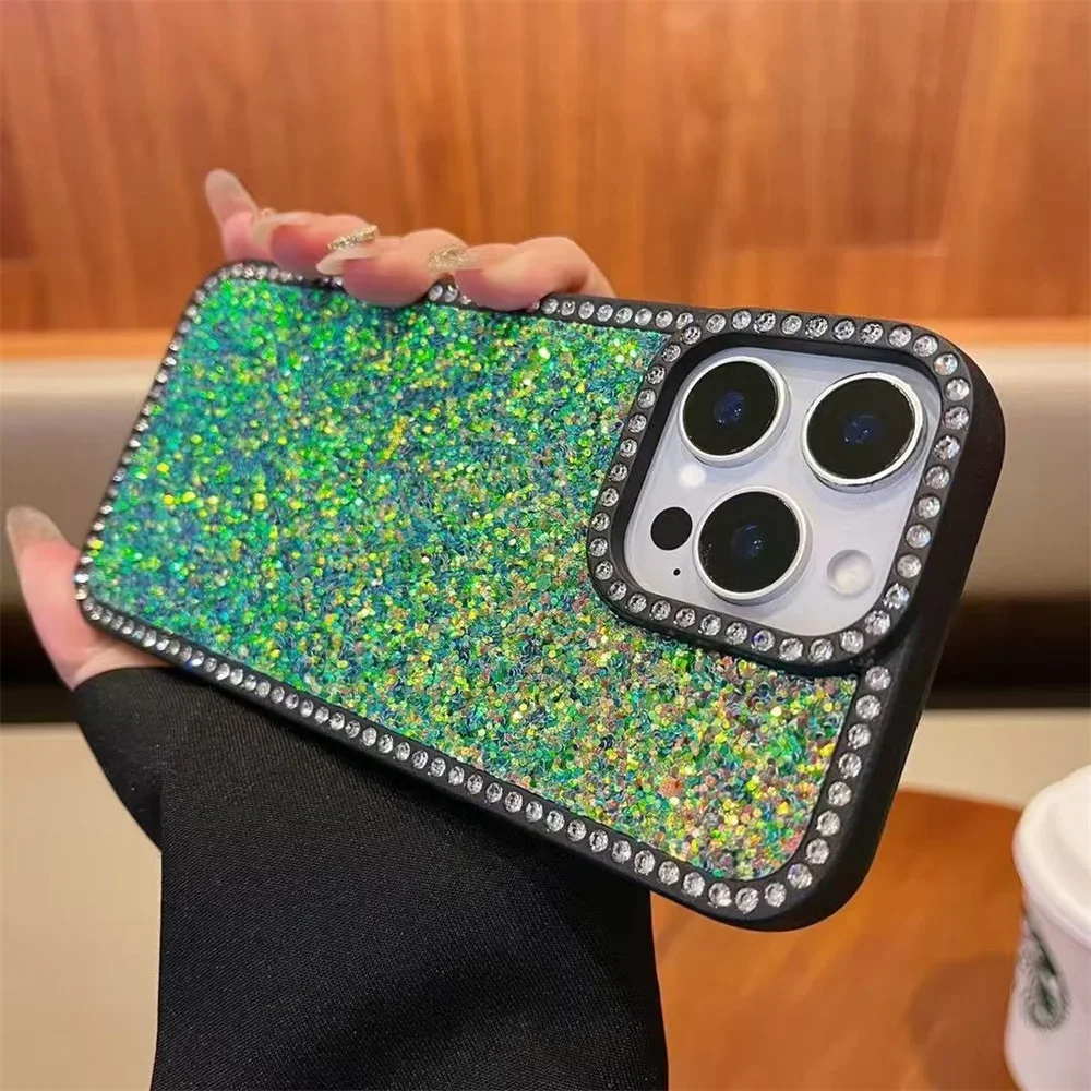FLYKYLIN Deluxe Diamond Glossy Case For iPhone 16 Pro Max 15 14 Plus 13 12 11 Shockproof case