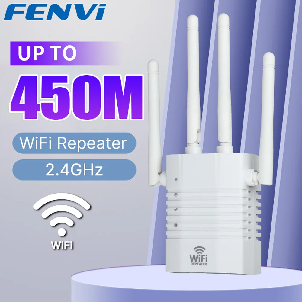 FENVI 450Mbps WiFi Repeater Wireless Booster High Antenna Network Amplifier Repeater Signal Extender Range Signal WiFi Repetidor