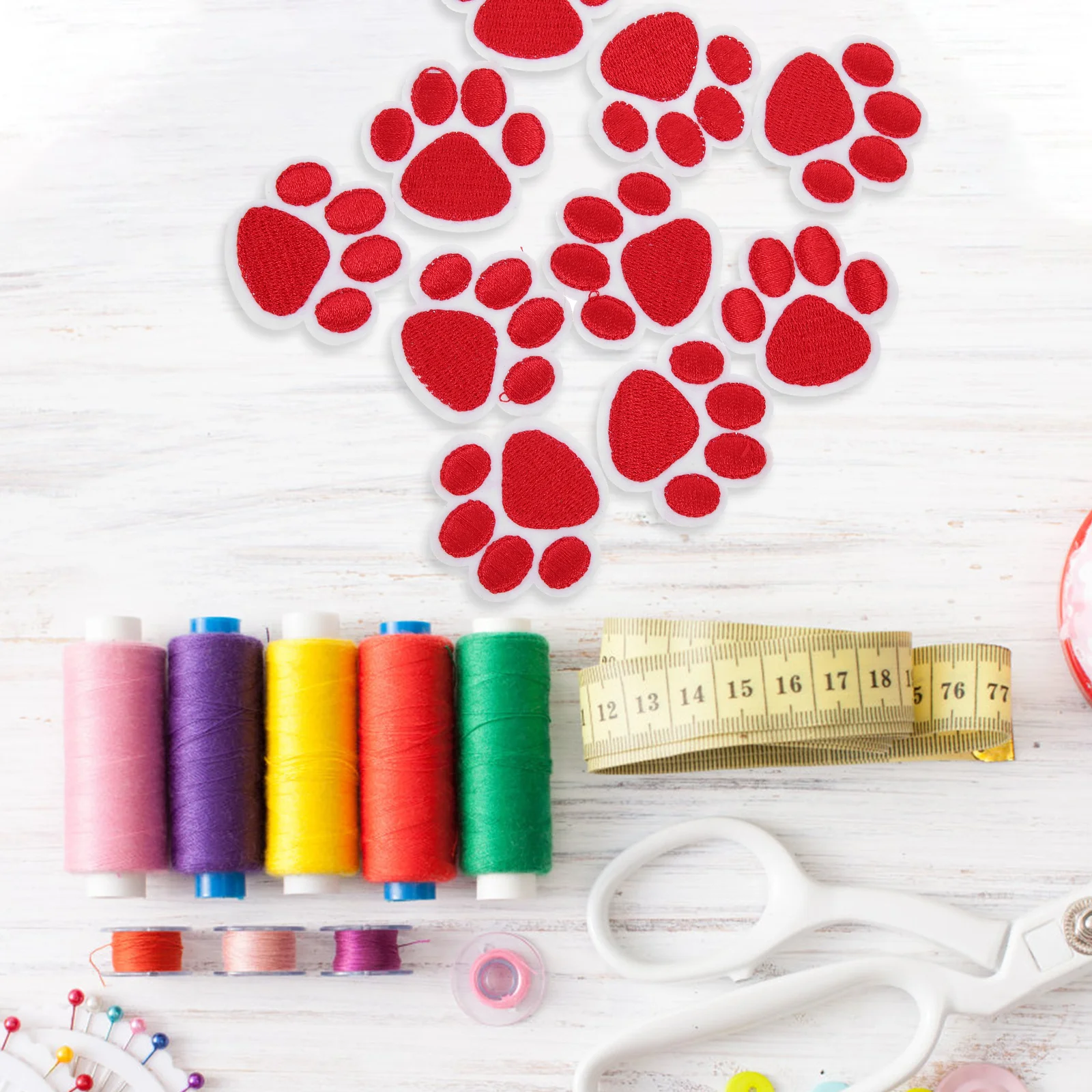 

10Pcs Back Adhesive Embroidery Patches Premium Material Durable Decorative Clothes Accessory Multi-Function Paw Shape for Bags