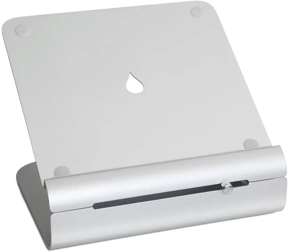

Adjustable Height Laptop Stand with Patented Design in Silver for Ergonomic Comfort