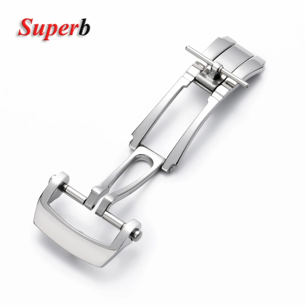 Para Blancpain CIFTY FATHOMS Cierre de acero inoxidable Hebilla de mariposa Hebilla plegable 20 mm para correa de cuero de nailon Cierre de silicona