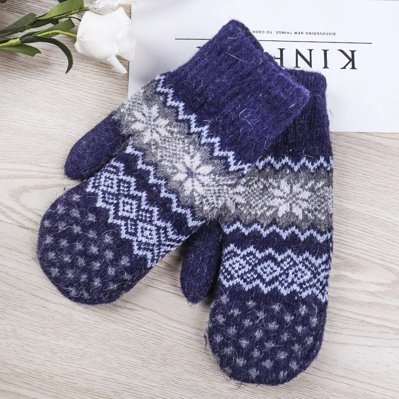 A Pair Double Layer Thick Warm Cashmere Mittens Autumn Winter Outdoor Couple Gloves Daily Travel Accessories