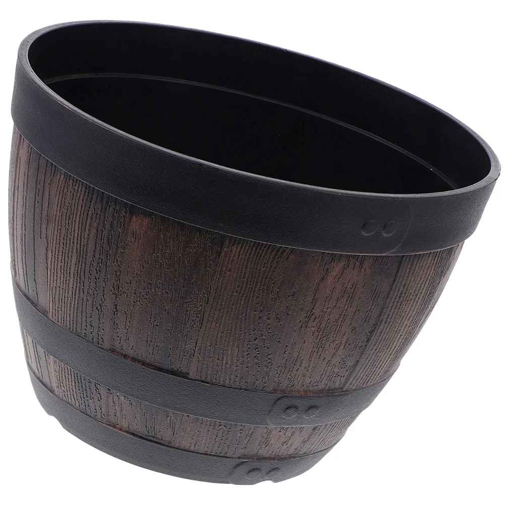 

Imitation Wooden Flower Pot Large Capacity Retro Plastic Planter For Garden Flowerpot Succulents Rustic Wooden Barrels Bucket