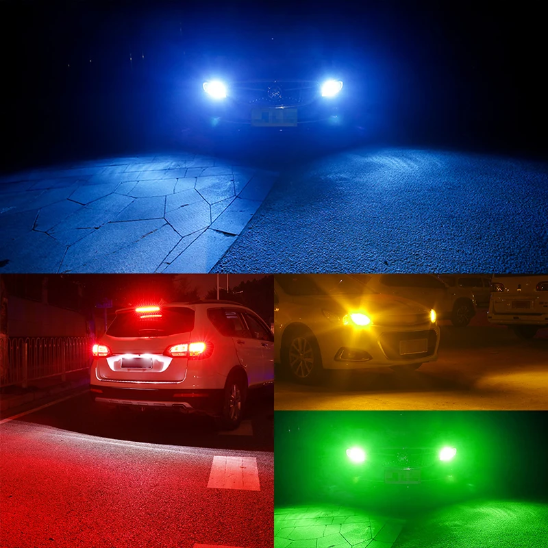 2pcs rgb signal lamp 1156 bau15s ba15s led 1157 flashing light Warning taillights Brake light t20 7443 7440 Daytime Running Lamp