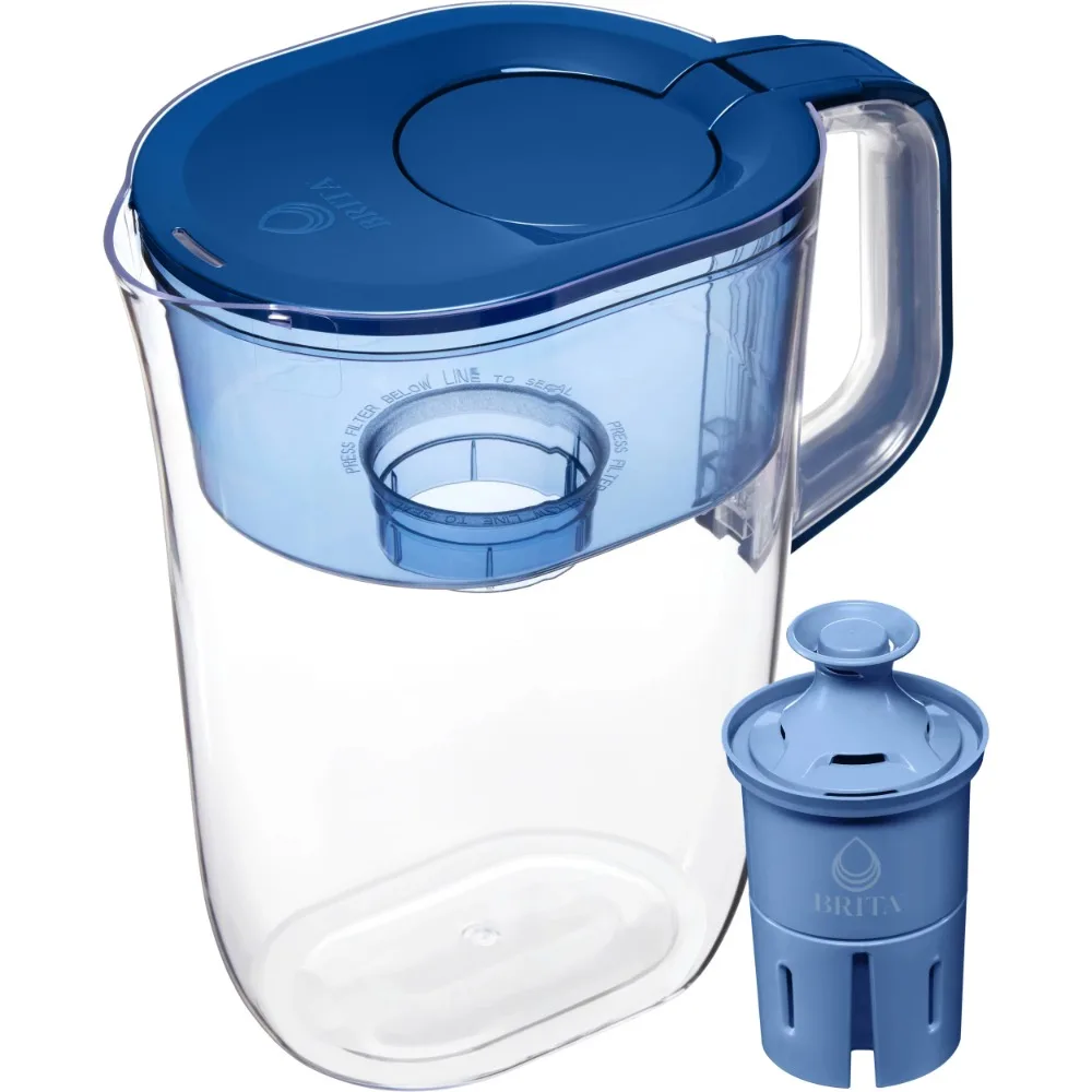 

Large 10 Cup Water Filter Pitcher with 1 Brita Elite Filter, Tahoe, Blue