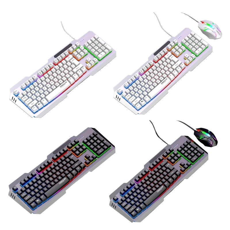 U55C DS600 Opção teclado e mouse para jogos com fio 104 teclas com base metal e teclas responsivas para jogos