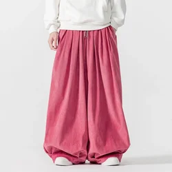 Autumn Winter Corduroy Wide Leg Pants Men Solid Color Loose Casual Pants Mens Couple Streetwear Hip Hop Trousers Plus Size 5XL