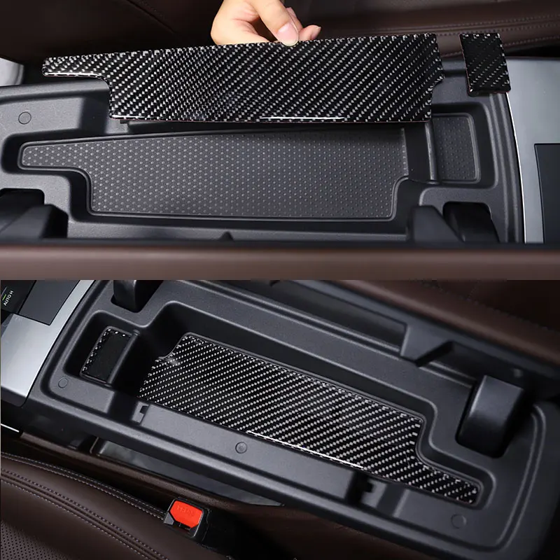 

For BMW X1 iX1 U11 2023-2024 Soft Carbon Fiber Car Armrest Box Storage Slot Panel Cover Trim Stickers Car Accessories