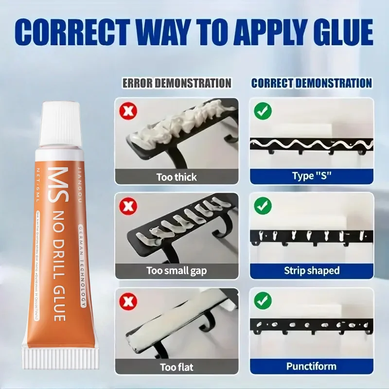 Transparent Heavy-Duty No-Nail Adhesive (with Mounting Pads) – Small Tube Precision Application, High-Strength Metal Bonding, Ba