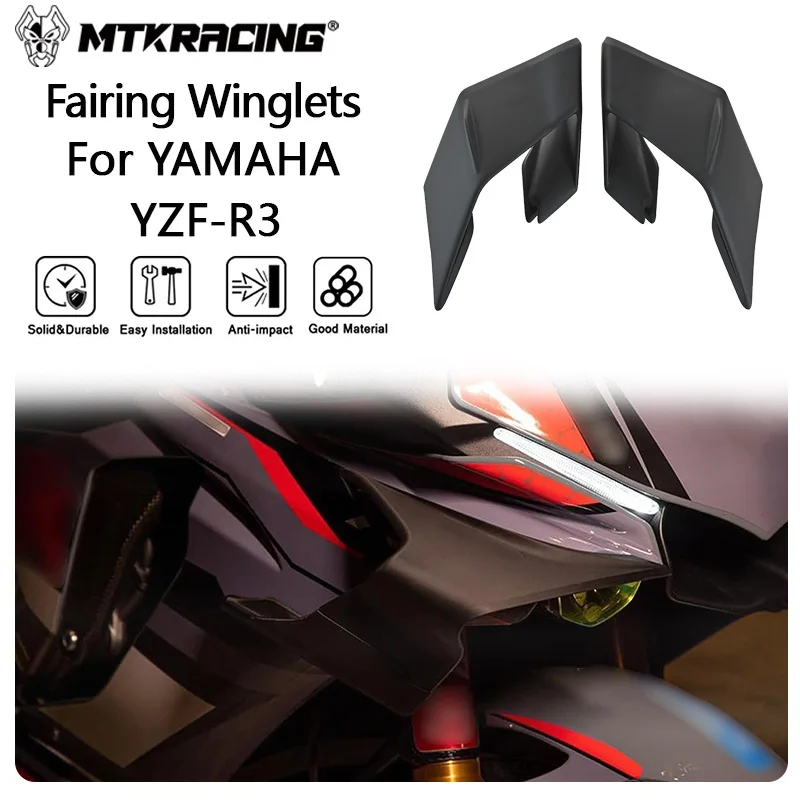 

MTKRACING Deflector For YAMAHA YZF-R3 2018-2023 Motorcycle Front Side Spoiler ABS Aerodynamic Wing Shell Cover Accessories