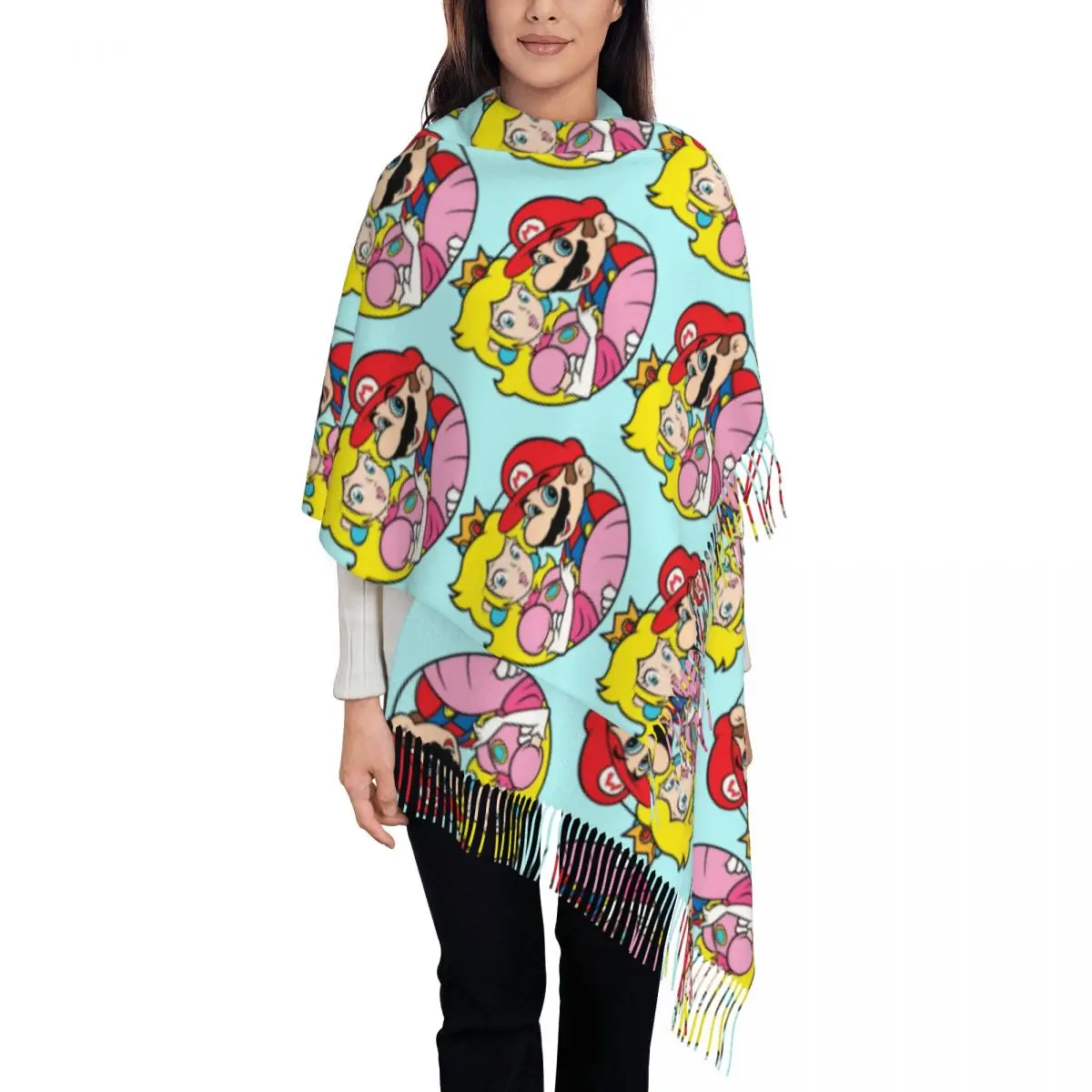 

Персиковый шарф принцессы с принтом M-Marioed на заказ для женщин и мужчин, зима-осень, теплые шарфы, шаль