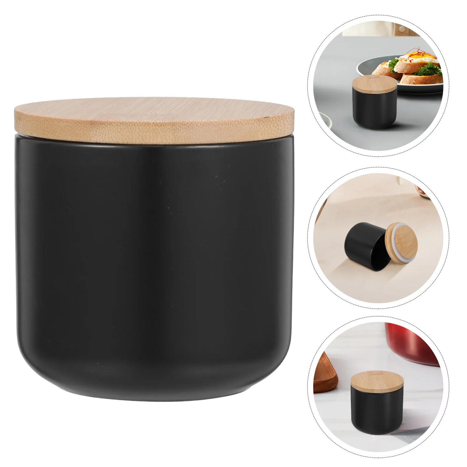 

Ceramic Grain Storage Container Black Small Airtight Dry Transparent Sealed Can For Kitchen Cereal