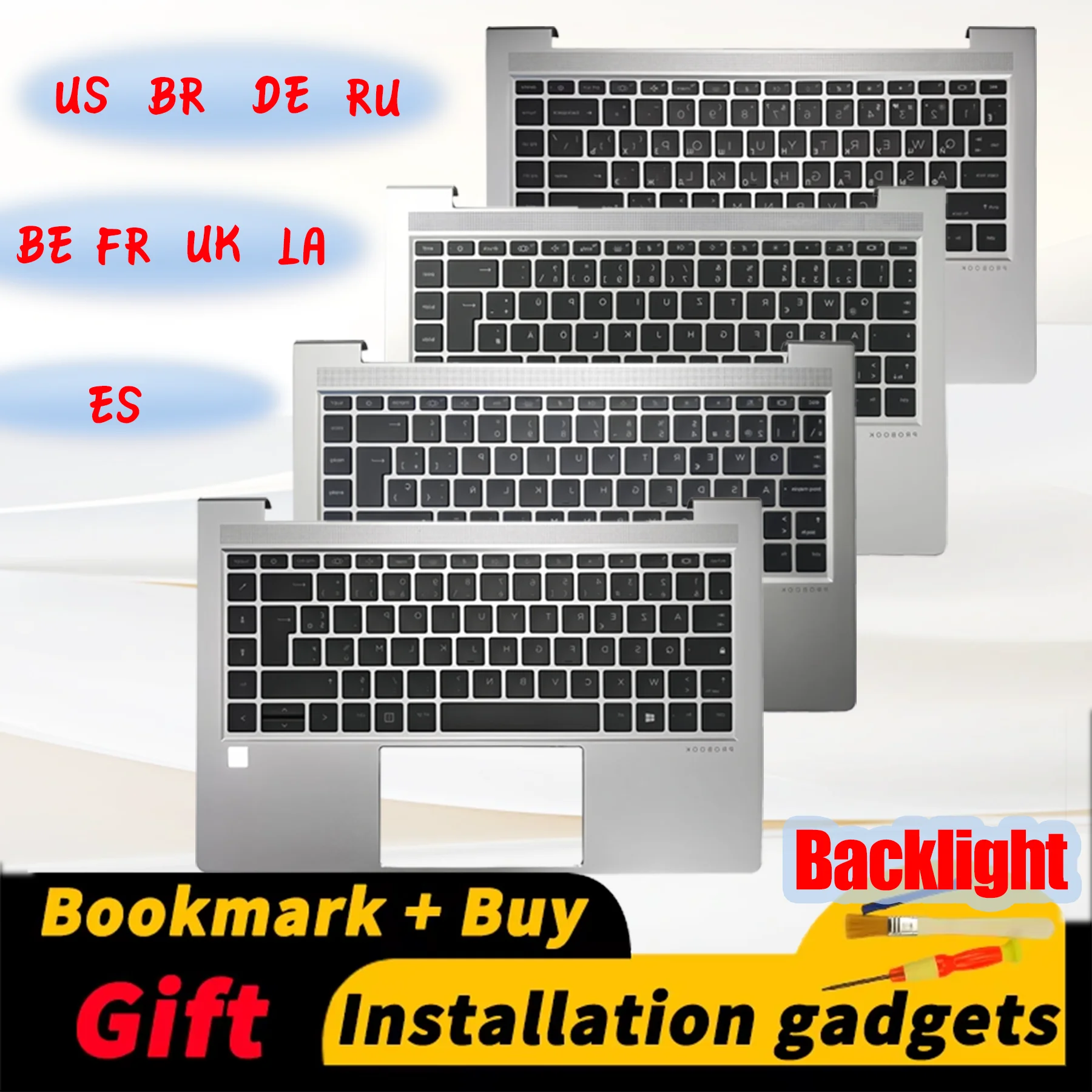 

Suitable for HP 440 G9 445 G9 C-COVER backlit keyboard BE BR DE ES FR LES RU UK US