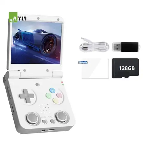 AY14 -Flip V2 Retro Handheld Game Console 128GB 3.5Inch IPS Screen Open Source Game Console -Compatible Game Pad