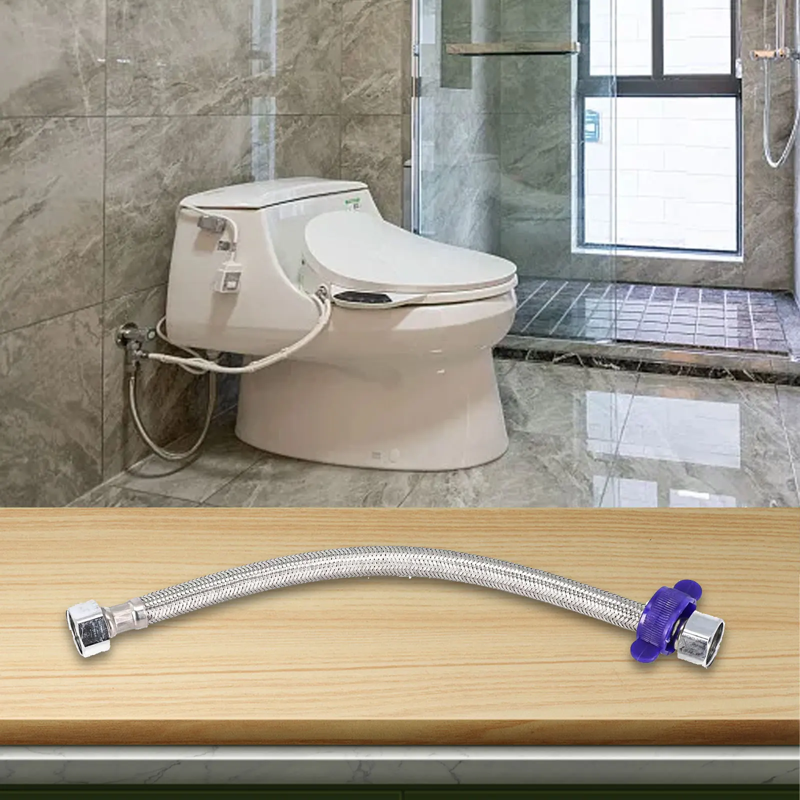 Grifo de manguera trenzada Flexible de acero inoxidable, tubería de agua para ducha, accesorios de baño a prueba de explosiones, 1 piezas