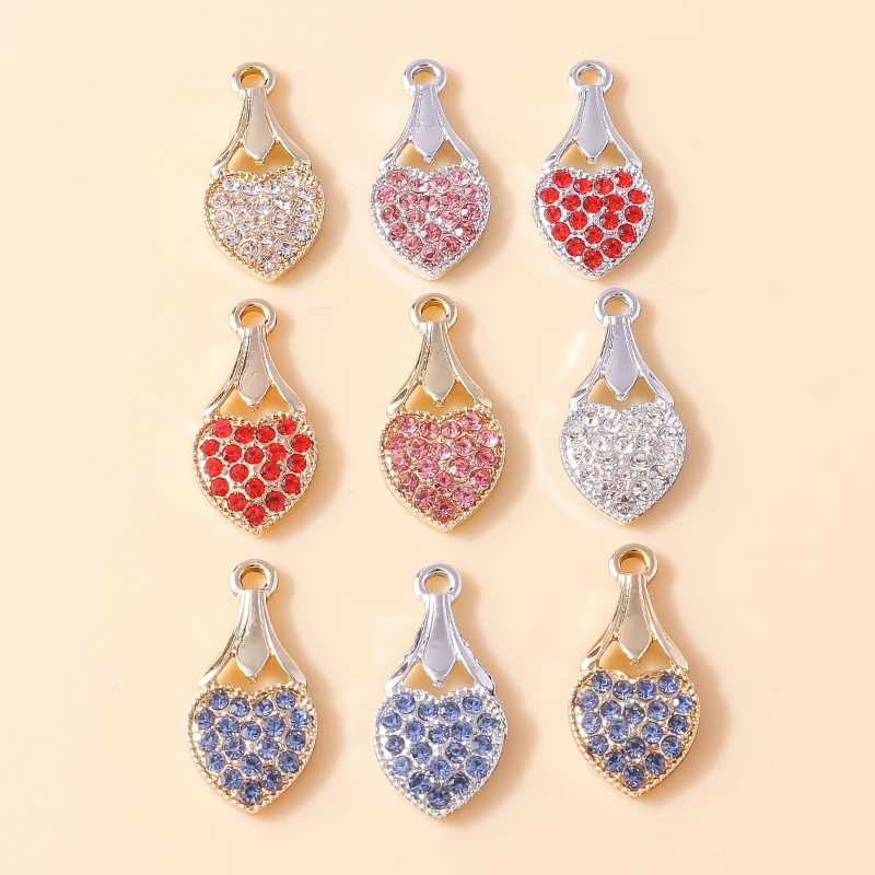 

Leslie 10Pcs Gorgeous Full Crystal Heart Charm for diy Earring Necklace Pendants Women Statement Jewelry Accessories
