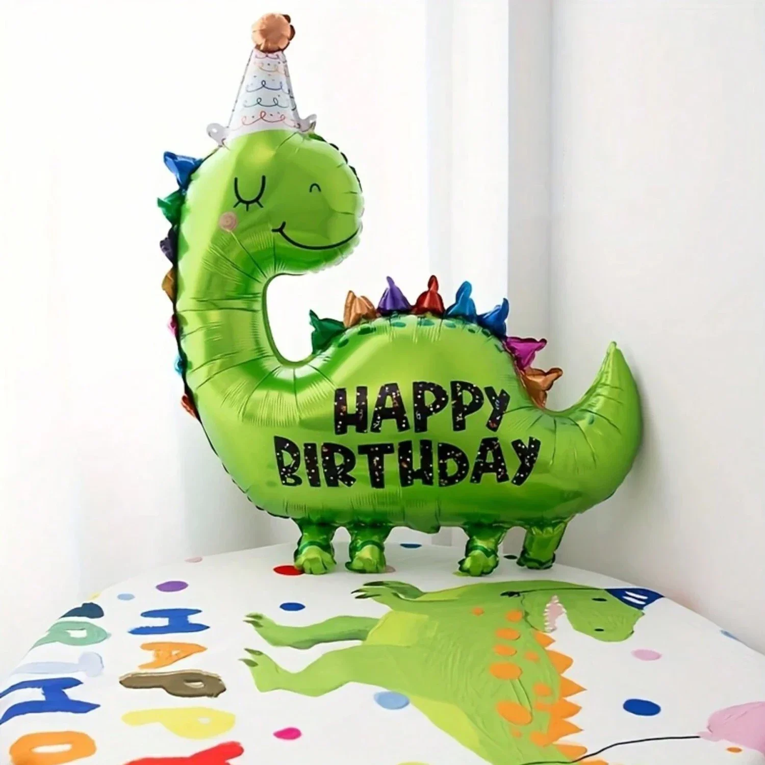 

Green Dinosaur Aluminium Foil Helium Balloons for Jungle Safari Animal Theme Activity Kids Birthday Party Background Decoration