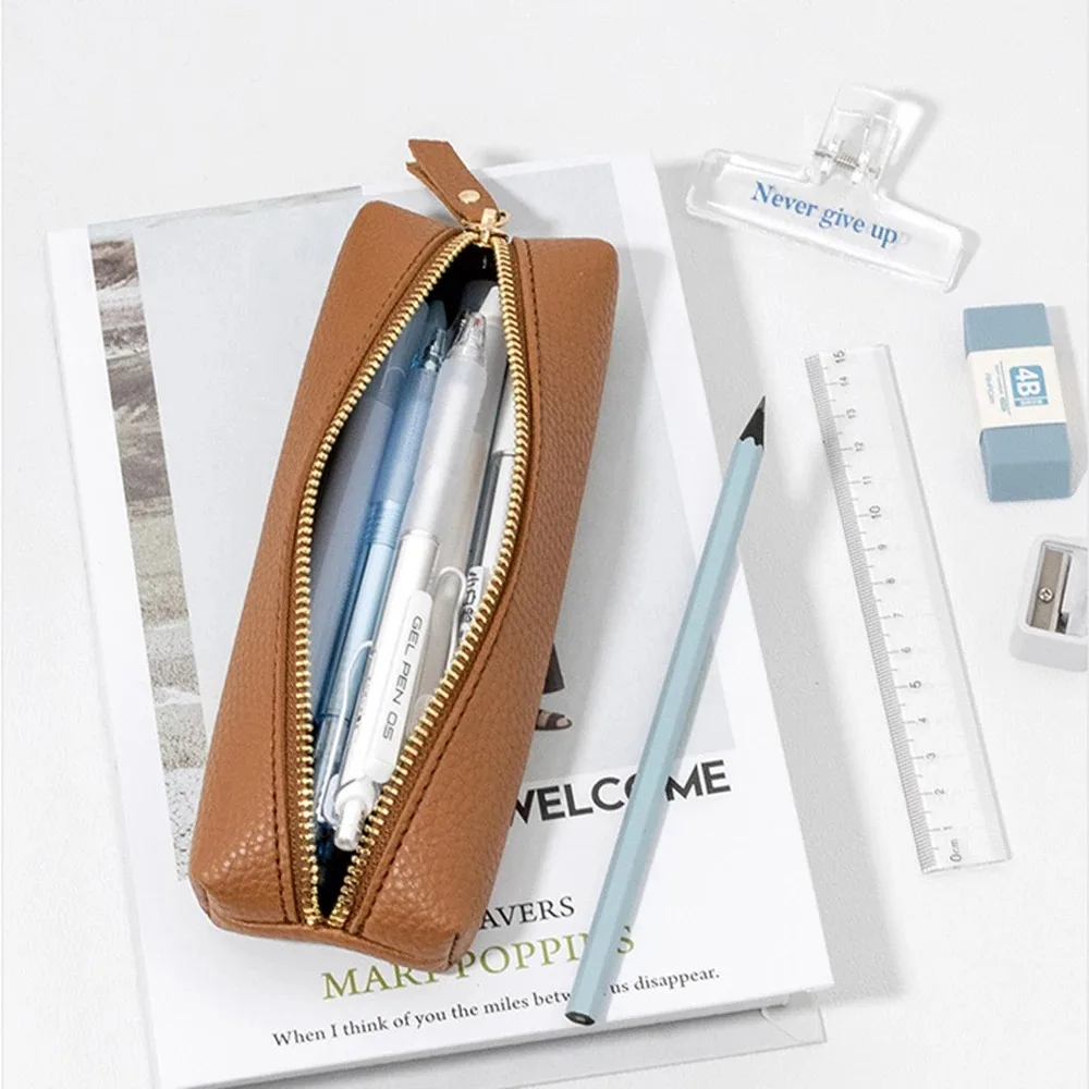 Personalisierte Leder-Kosmetiktasche, Weiche Tragbare Stifttasche, Multifunktionale Aufbewahrungs- und Reise-Kosmetiktasche für den Täglichen Gebrauch – Detail 6