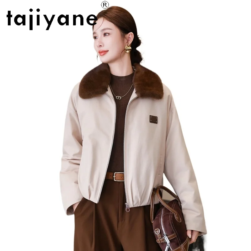 

TAJIYANE 90% Goose Down Coats Women Luxe Mink Fur Collar Puffer Jacket Short Ladies Outerwears 2025 Winter Clothes Woman 경량패딩 여성