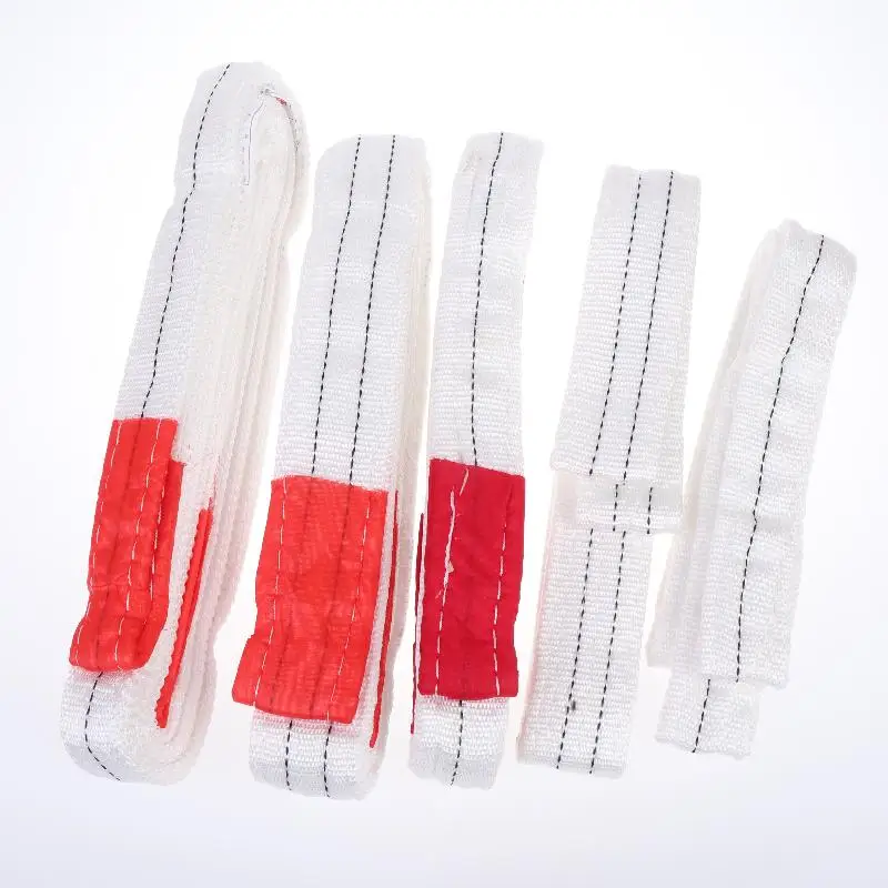 1Tx1/2/3meters 2Tx1/2M Industrial Lifting Belt Wear Resistant White Flat Lifting Belt Trailer Sling Crane Hoisting Cargo