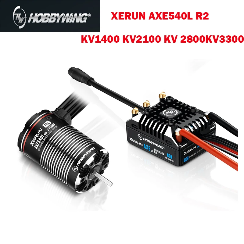 HobbyWing XERUN AXE R2 80A Brushless ESC with AXE540L 550 R2 1400KV 2100KV 2800KV 3300KV Brushless Motor for 1/10 RC cars