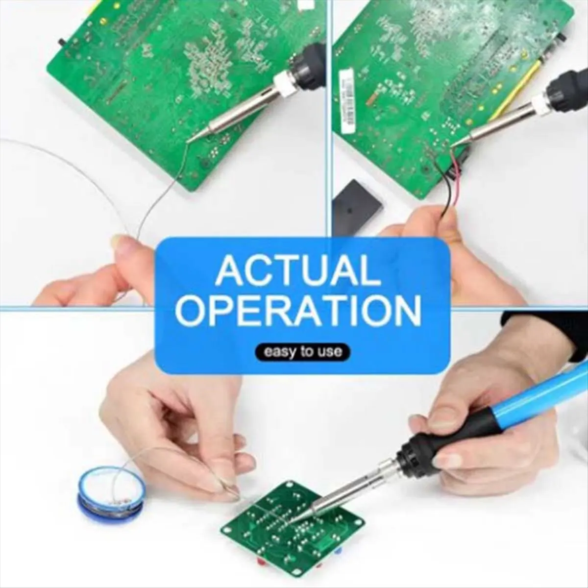 HOME USE-A 60W Adjustable Temperature Electric Soldering Iron EU 220V Welding Iron Rework Station Heat Pen Tips DIY for Repairin