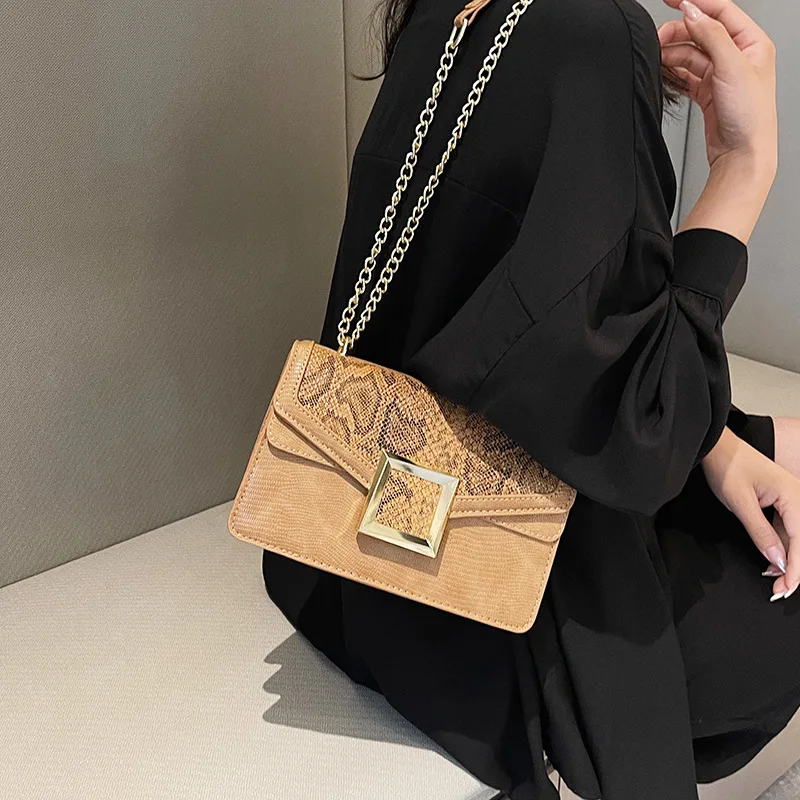 Chain Bag 2023 New Women's Bag Foreign Style Lizard Pattern Shoulder Bag Personalized Snake Pattern Crossbody Bag