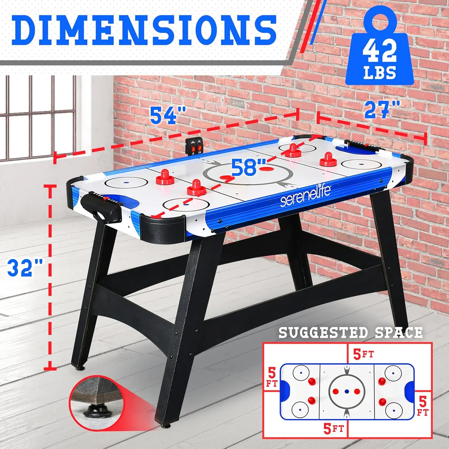 Air Hockey Game Table with 2X Stronger Motor