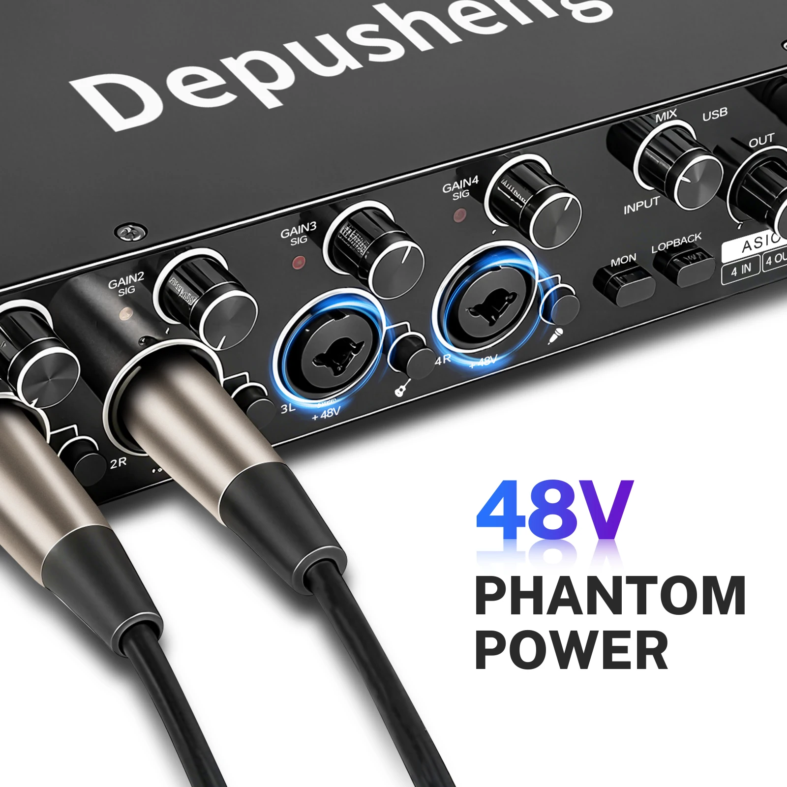 MQ22/44 ASIO Audio Professionelle Soundkarte 2/4-Kanal USB-Audio-Interface für Live-Aufnahmen – Detail 8