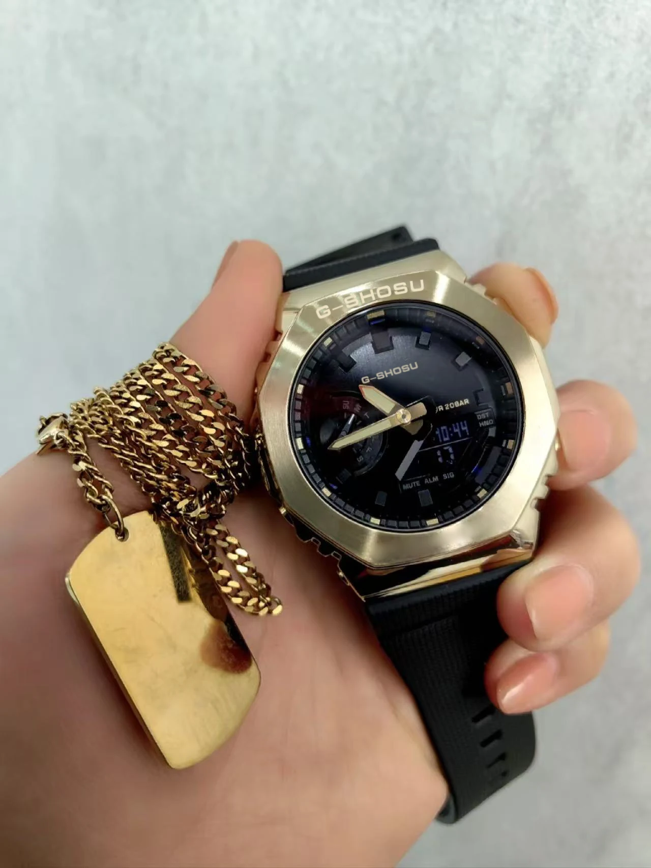 

Мужские спортивные цифровые часы с полнофункциональным светодиодным двойным дисплеем, съемный ремешок, серия GM Oak