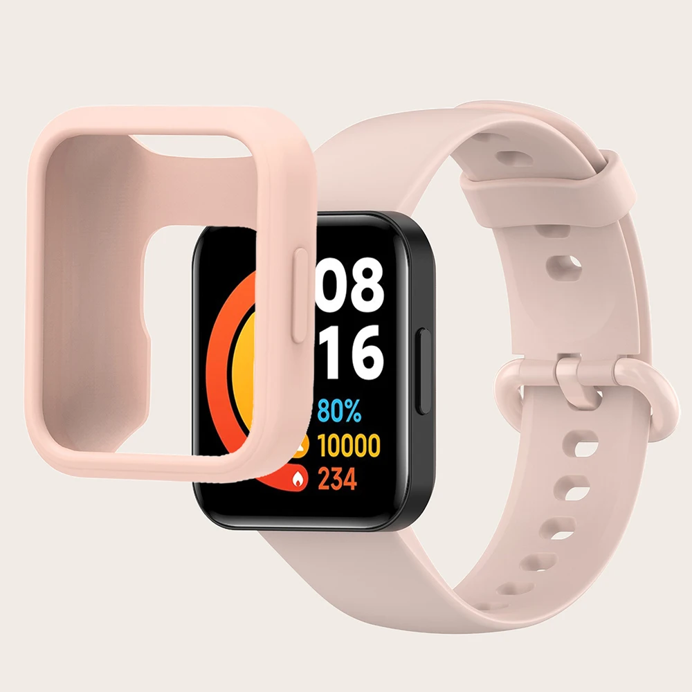 Pulseira de silicone para Redmi Watch 2, Pulseiras e estojo protetor, 2 em 1 Pulseira, Pulseira para Redmi Watch 2 Lite