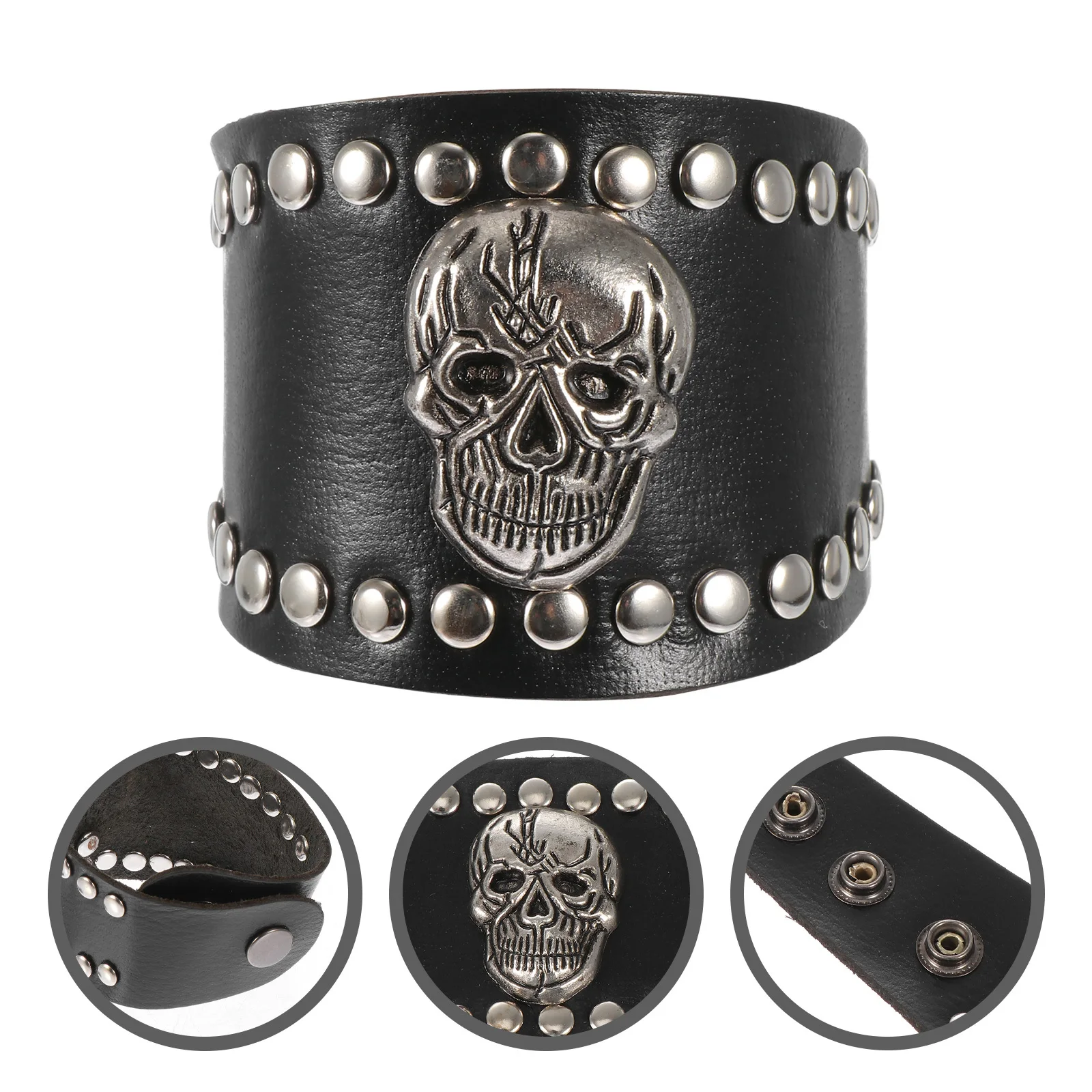 

Punk Bracelets Halloween Goth Wrist Bands Men's Skull Wristband Jewellery Wristbands