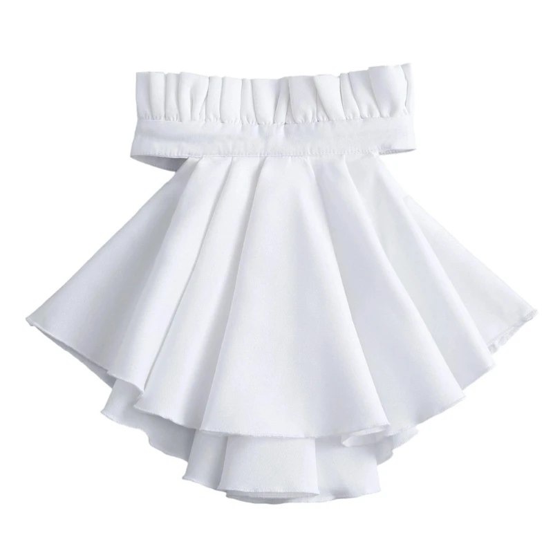 HX6F Gothic Layered Frill Collar Detachable Women’s Embellishment White Lapel