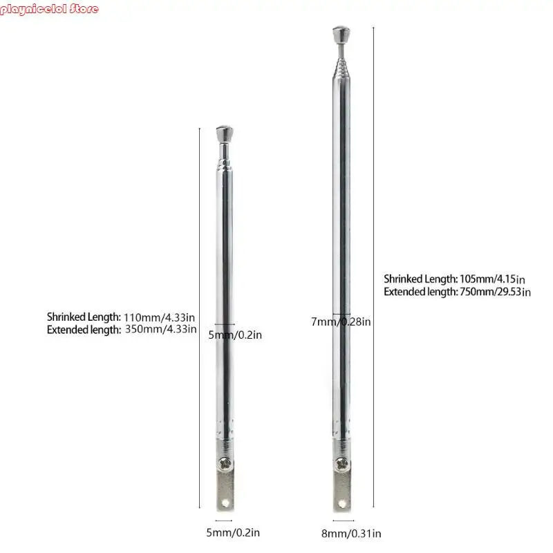 Antena Rádio E8BA 5/7 Seção Conector Reposição Aérea Telescópica para