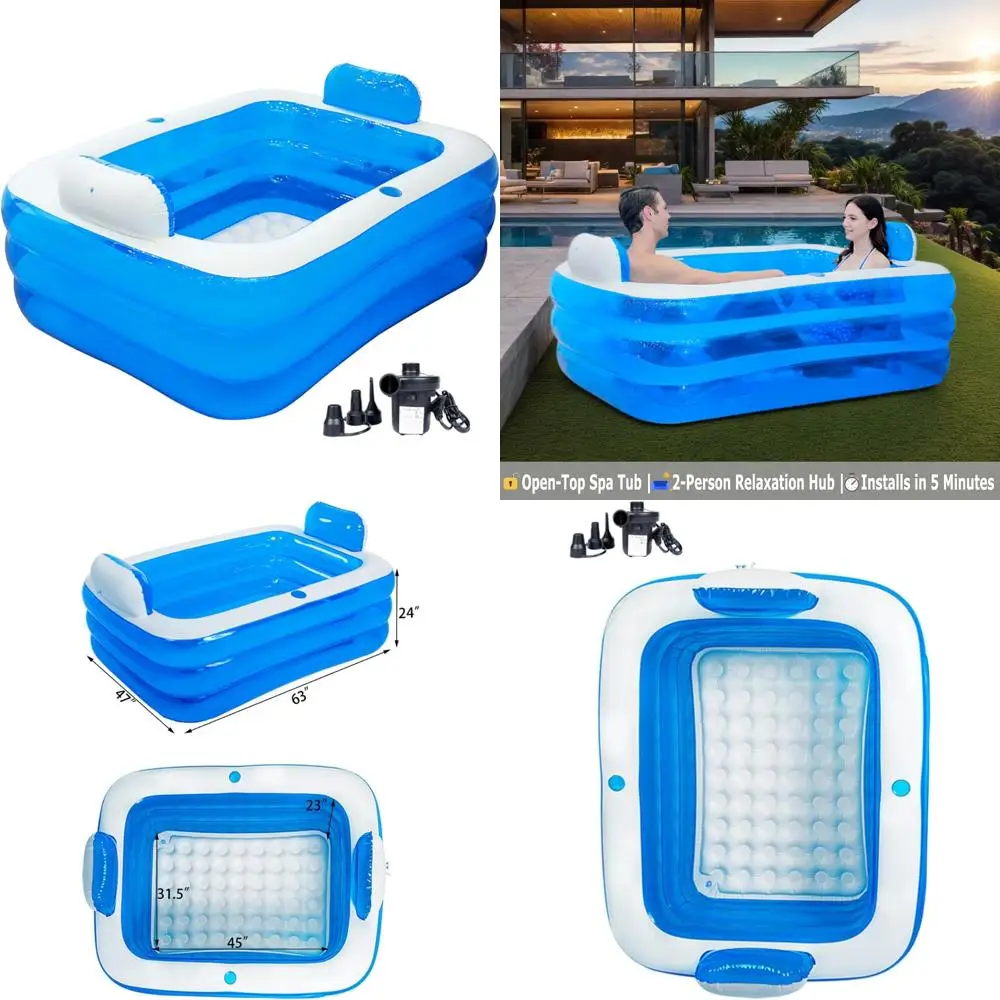 

Надувная ванна для взрослых на 2 человека, отдельно стоящая вздувная ванна со складными портативными функциями для спа-салона для взрослых, в помещении и на открытом воздухе