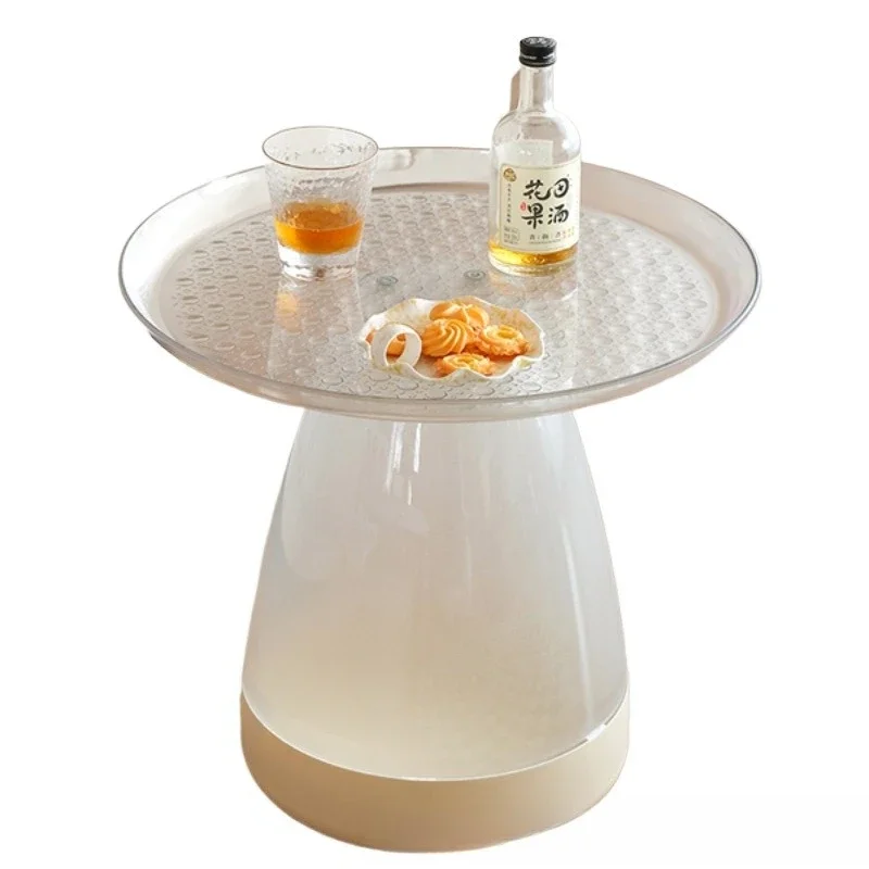 

Nordic transparent coffee table ins style, simple modern cute low coffee table, living room round table for home use
