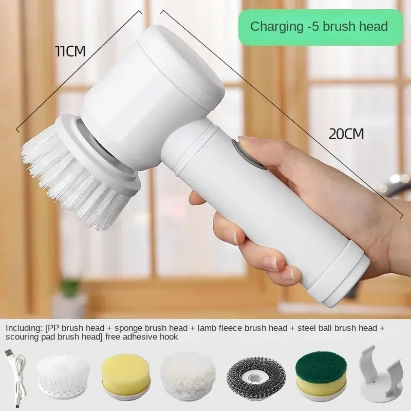 Escova de limpeza elétrica multifuncional sem fio, Purificador de energia portátil para pratos panelas e panelas, Cozinha e banheiro